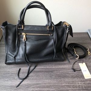 Black Leather Satchel Tote Rebecca Minkoff Regan